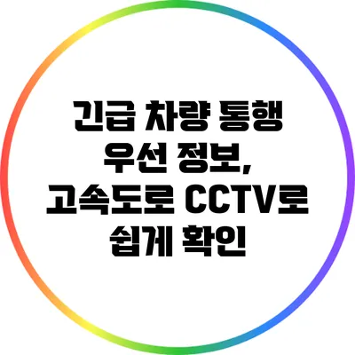 긴급 차량 통행 우선 정보, 고속도로 CCTV로 쉽게 확인