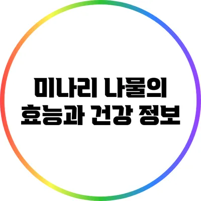 미나리 나물의 효능과 건강 정보