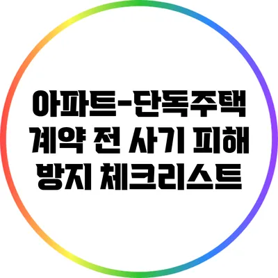 아파트-단독주택 계약 전 사기 피해 방지 체크리스트