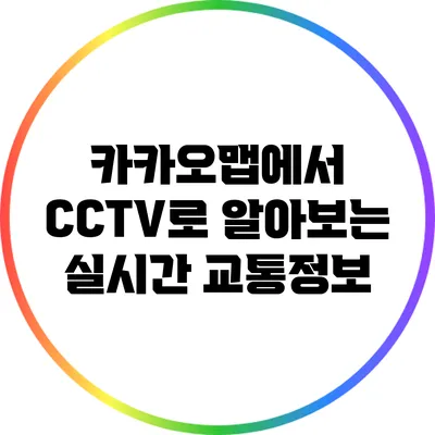 카카오맵에서 CCTV로 알아보는 실시간 교통정보