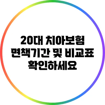 20대 치아보험 면책기간 및 비교표 확인하세요