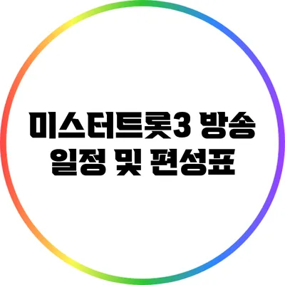 미스터트롯3 방송 일정 및 편성표