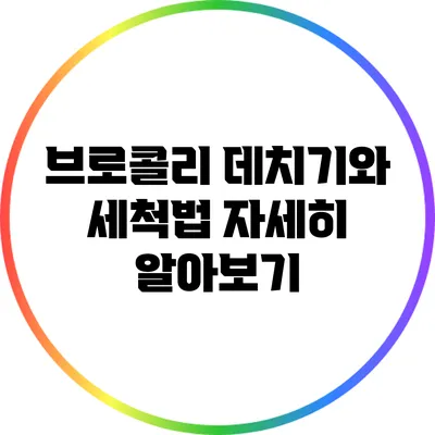 브로콜리 데치기와 세척법 자세히 알아보기