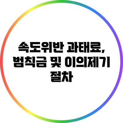 속도위반 과태료, 범칙금 및 이의제기 절차