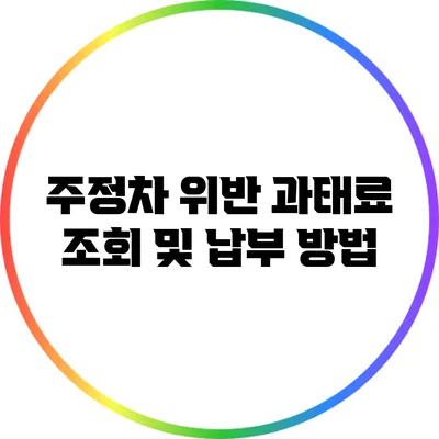 주정차 위반 과태료 조회 및 납부 방법