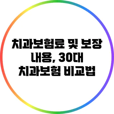 치과보험료 및 보장 내용, 30대 치과보험 비교법