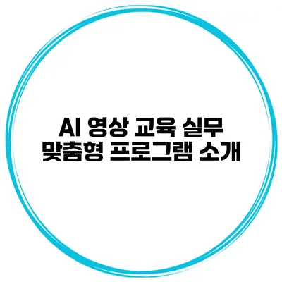 AI 영상 교육 실무 맞춤형 프로그램 소개