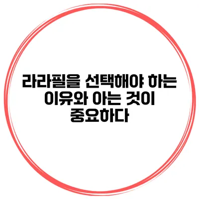 라라필을 선택해야 하는 이유와 아는 것이 중요하다
