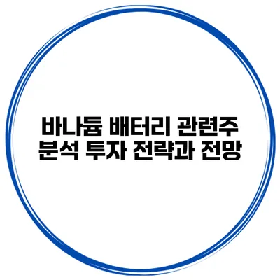 바나듐 배터리 관련주 분석 투자 전략과 전망