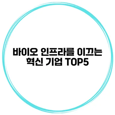 바이오 인프라를 이끄는 혁신 기업 TOP5