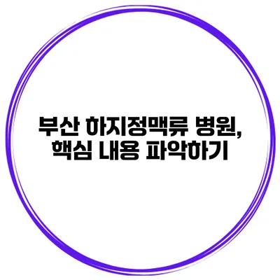 부산 하지정맥류 병원, 핵심 내용 파악하기