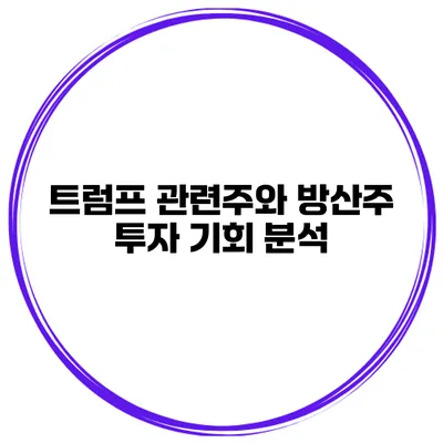 트럼프 관련주와 방산주 투자 기회 분석