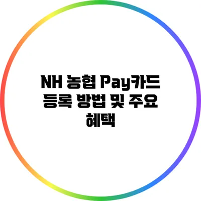 NH 농협 Pay카드 등록 방법 및 주요 혜택