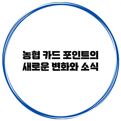 농협 카드 포인트의 새로운 변화와 소식