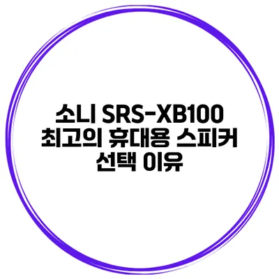 소니 SRS-XB100 최고의 휴대용 스피커 선택 이유