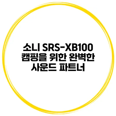 소니 SRS-XB100 캠핑을 위한 완벽한 사운드 파트너